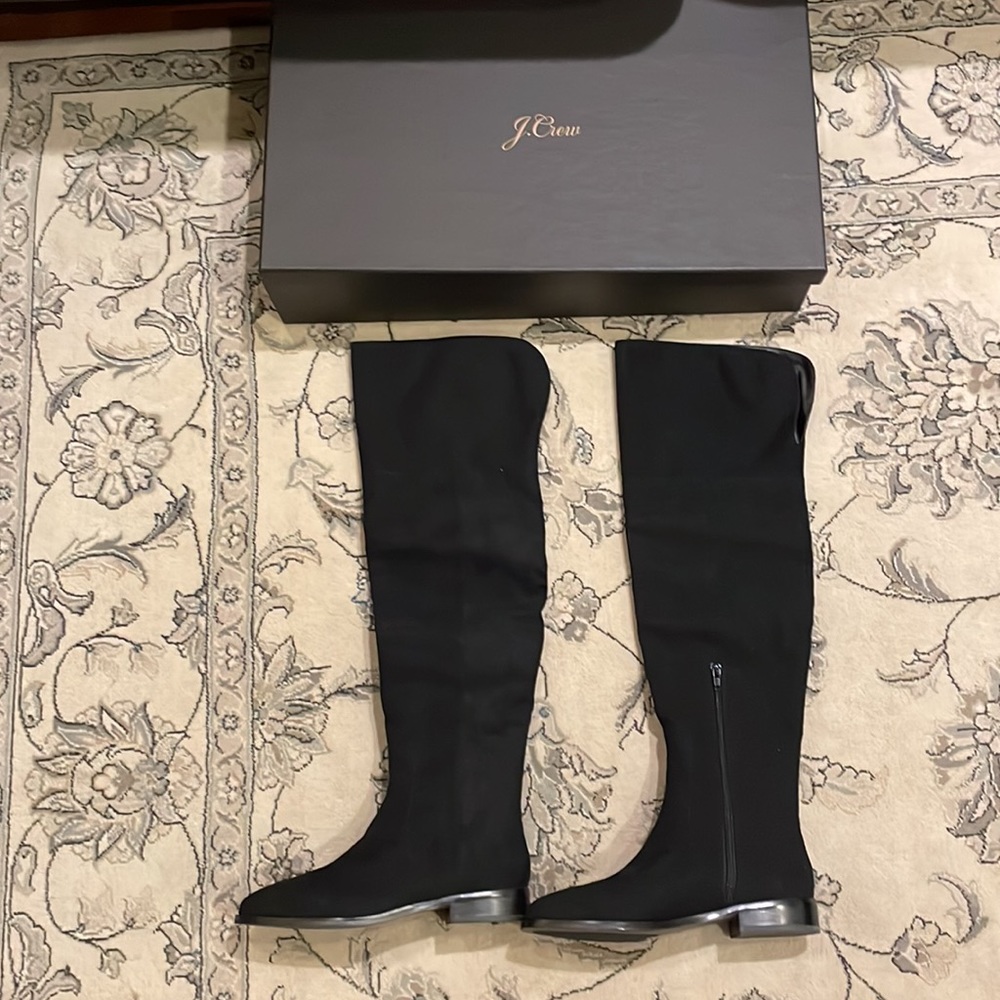 JCrew Factory Black Microsuede Over The Knee Boots AG056 : New With Box NWB